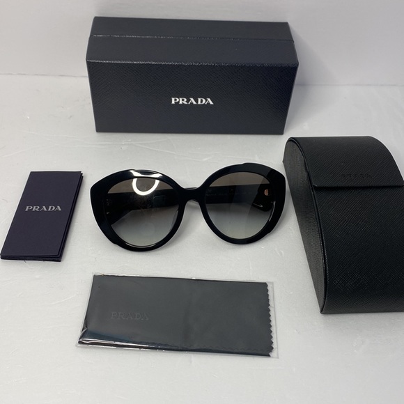 New - PRADA SPR 01Y 1AB-0A7 round frame with grey gradient lenses  Sunglasses - Picture 9 of 12